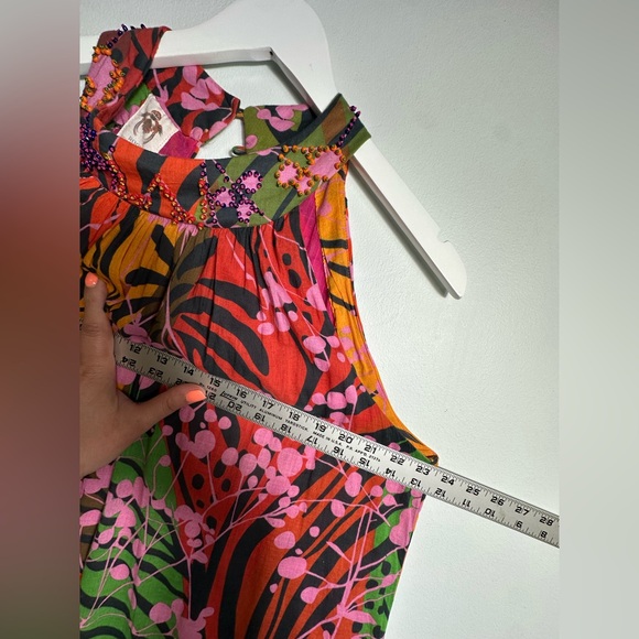Roopa Pemmaraju X Anthropologie Floral Maxi Halter Beaded Colorful Dress Size XL - Picture 14 of 17
